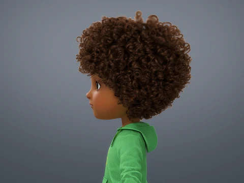 Cartoon Black Girl Rigged 3D Model