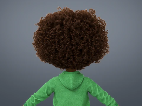 Cartoon Black Girl Rigged 3D Model