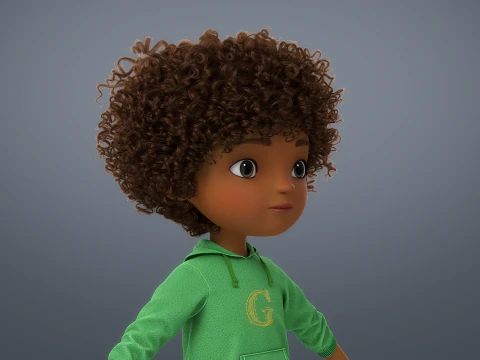Cartoon Black Girl Rigged 3D Model