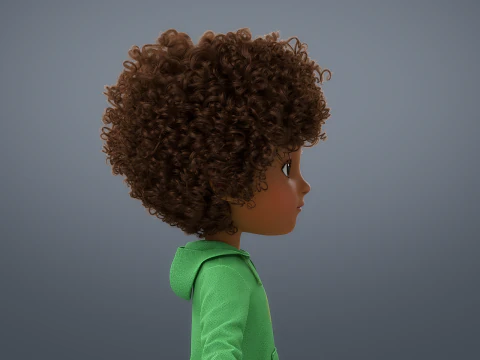 Cartoon Black Girl Rigged 3D Model