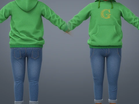 Cartoon Black Girl Rigged 3D Model