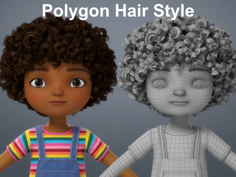 Cartoon Black Girl Rigged 3D Model