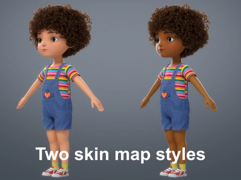 Cartoon Black Girl Rigged 3D Model