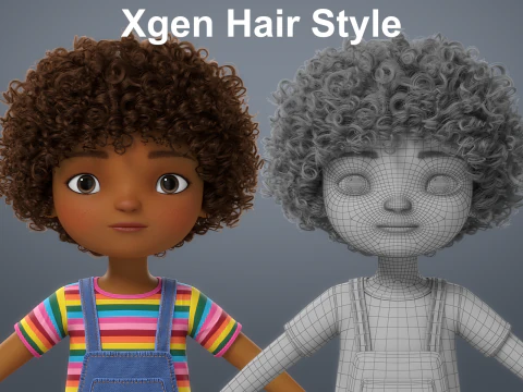Cartoon Black Girl Rigged 3D Model