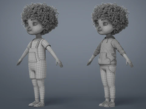 Cartoon Black Girl Rigged 3D Model