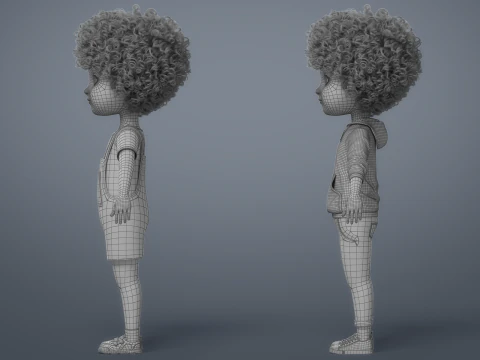 Cartoon Black Girl Rigged 3D Model