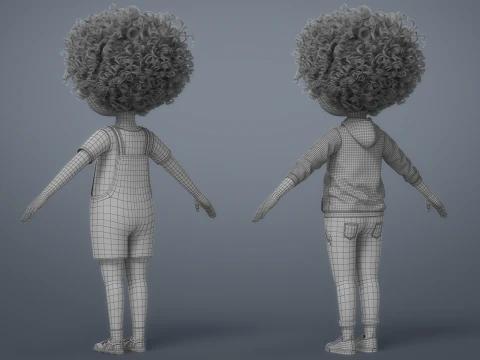 Cartoon Black Girl Rigged 3D Model