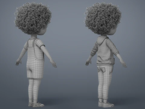 Cartoon Black Girl Rigged 3D Model