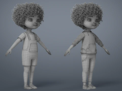 Cartoon Black Girl Rigged 3D Model