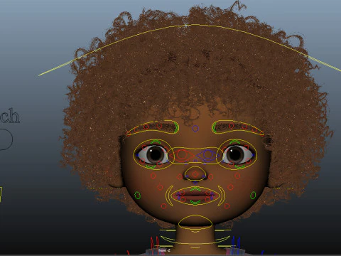 Cartoon Black Girl Rigged 3D Model