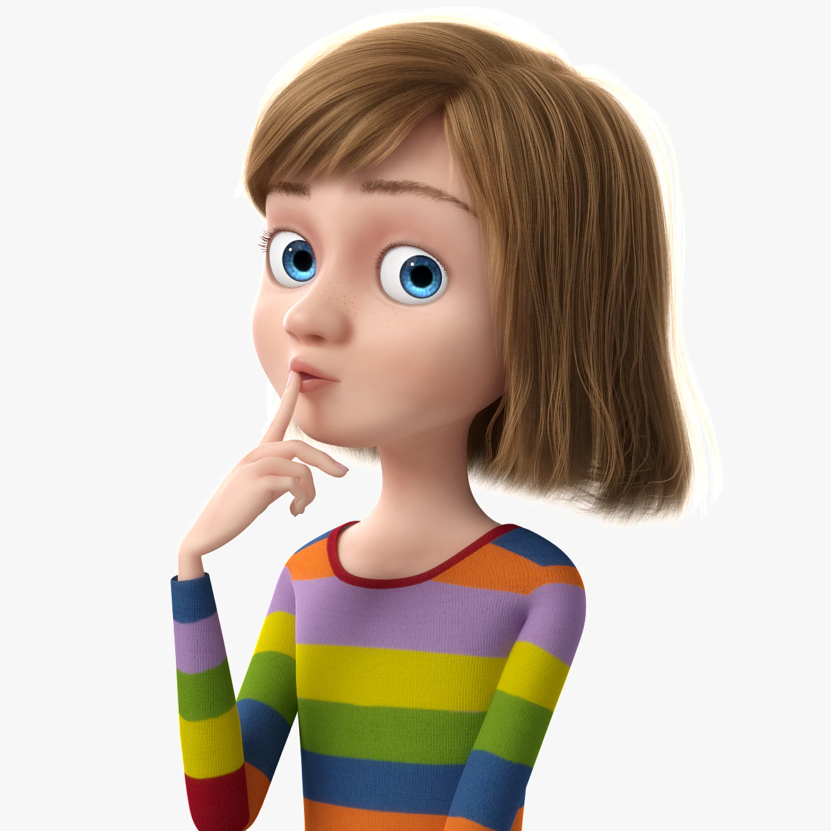 Cartoon Girl Rigged 3D Model .c4d .max .obj .3ds .fbx .stl .blend