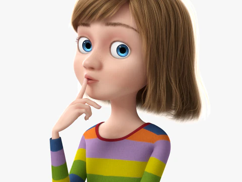 Ragazza dei cartoni animati truccata Modello 3D