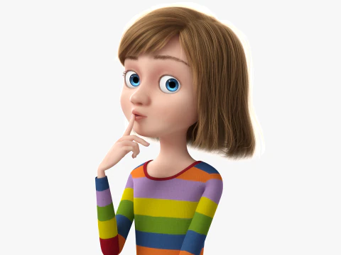 Cartoon Girl Rigged 3D Model