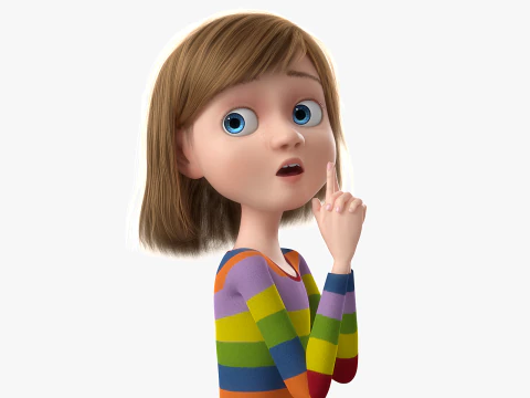 Cartoon Girl Rigged 3D Model