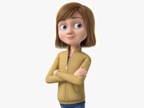 Cartoon Girl Rigged 3D Model
