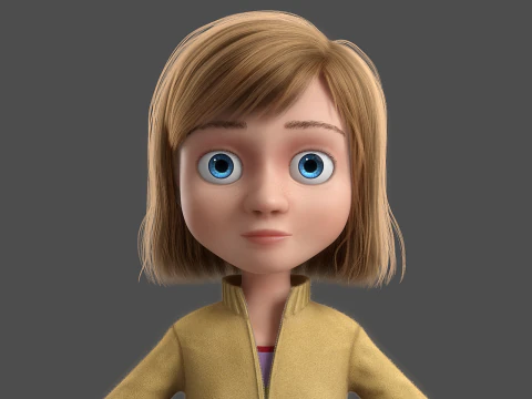 Cartoon Girl Rigged 3D Model