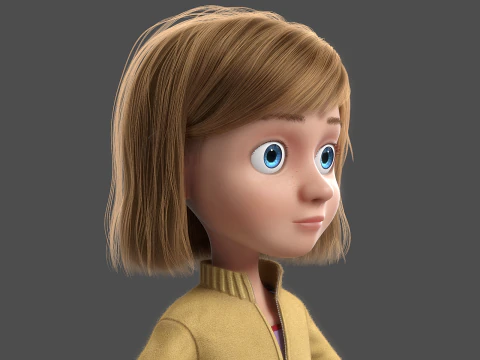 Cartoon Girl Rigged 3D Model