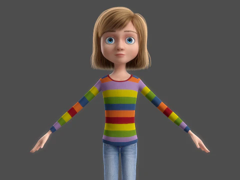 Cartoon Girl Rigged 3D Model