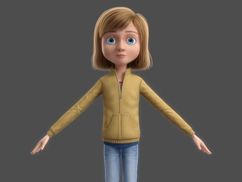 Cartoon Girl Rigged 3D Model
