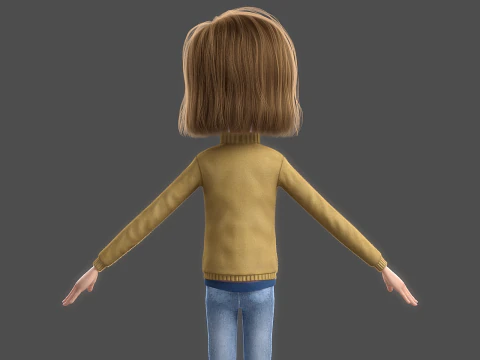 Cartoon Girl Rigged 3D Model