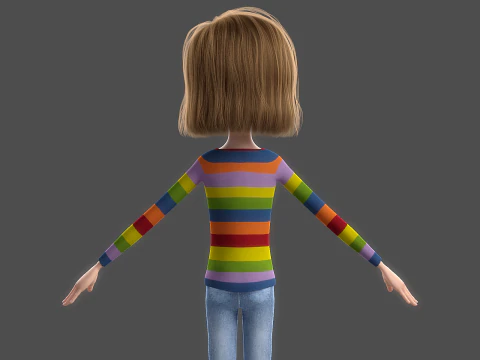 Cartoon Girl Rigged 3D Model