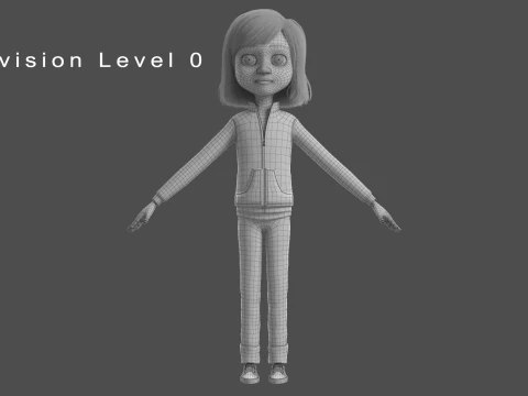 Cartoon Girl Rigged 3D Model