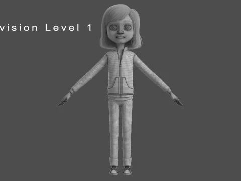 Cartoon Girl Rigged 3D Model
