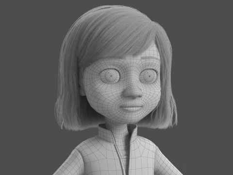 Cartoon Girl Rigged 3D Model