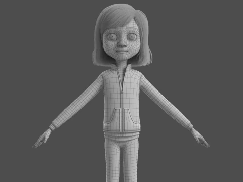 Cartoon Girl Rigged 3D Model