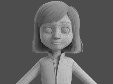 Cartoon Girl Rigged 3D Model
