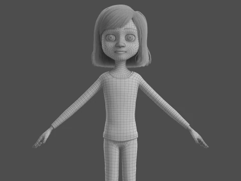 Cartoon Girl Rigged 3D Model