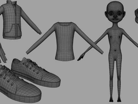 Cartoon Girl Rigged 3D Model