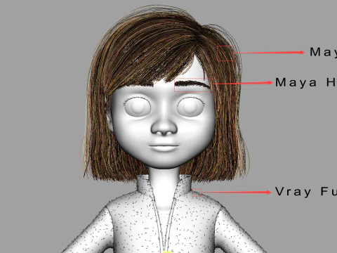 Cartoon Girl Rigged 3D Model
