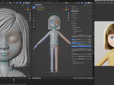 Cartoon Girl Rigged 3D Model