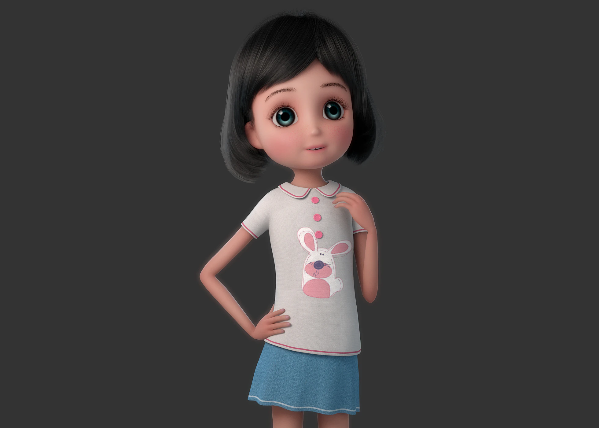 Cartoon Girl Rigged 3D Model .c4d .max .obj .3ds .fbx .stl .blend 