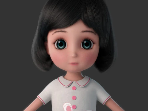 Cartoon Girl Rigged 3D Model