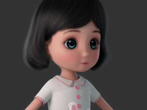 Cartoon Girl Rigged 3D Model