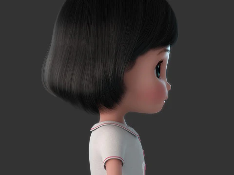 Cartoon Girl Rigged 3D Model