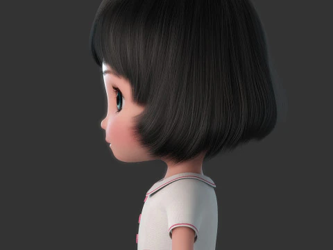 Cartoon Girl Rigged 3D Model