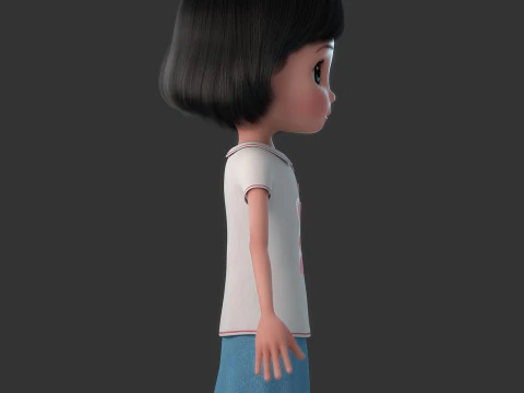 Cartoon Girl Rigged 3D Model