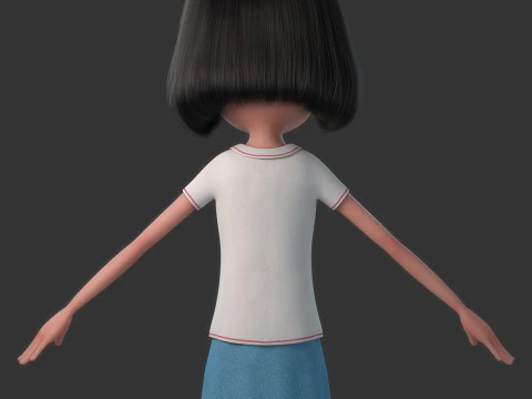 Cartoon Girl Rigged 3D Model