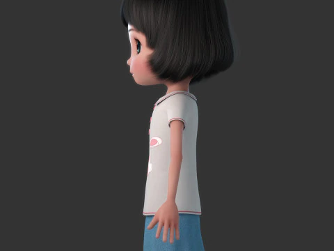 Cartoon Girl Rigged 3D Model