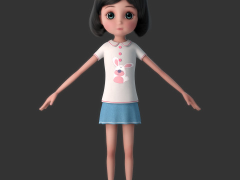 Cartoon Girl Rigged 3D 모델
