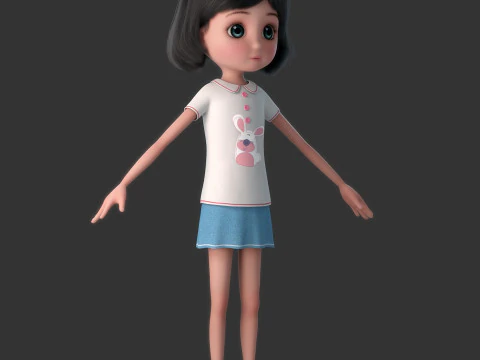 Cartoon Girl Rigged 3D Model