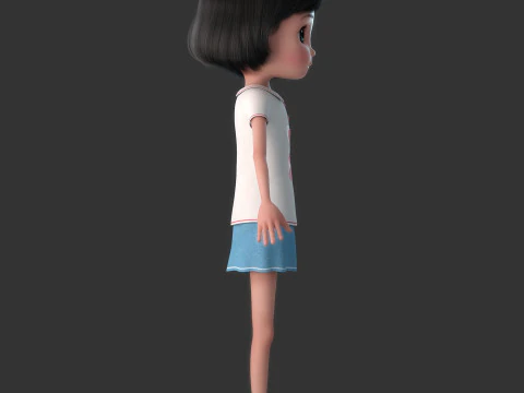 Cartoon Girl Rigged 3D Model