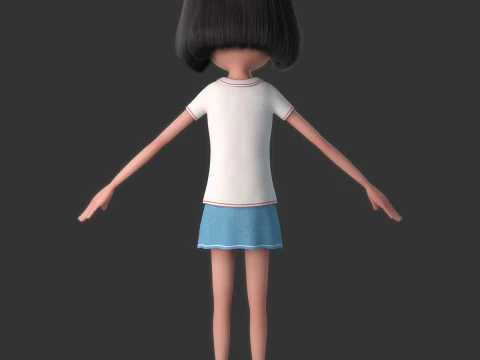 Cartoon Girl Rigged 3D Model