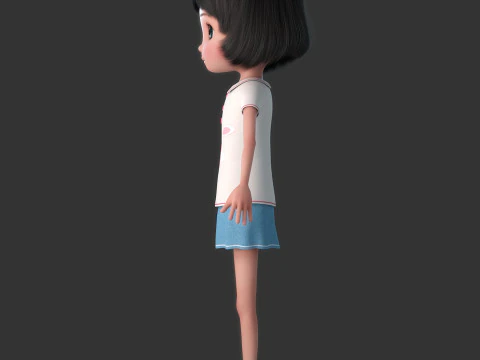 Cartoon Girl Rigged 3D Model