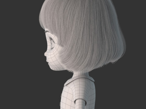 Cartoon Girl Rigged 3D 모델