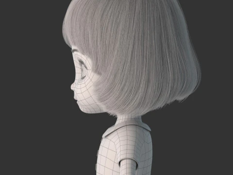 Cartoon Girl Rigged 3D Model