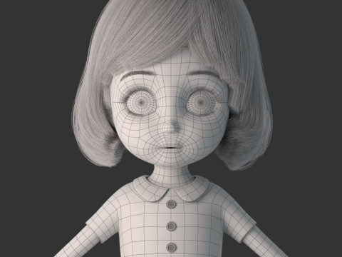 Cartoon Girl Rigged 3D 모델
